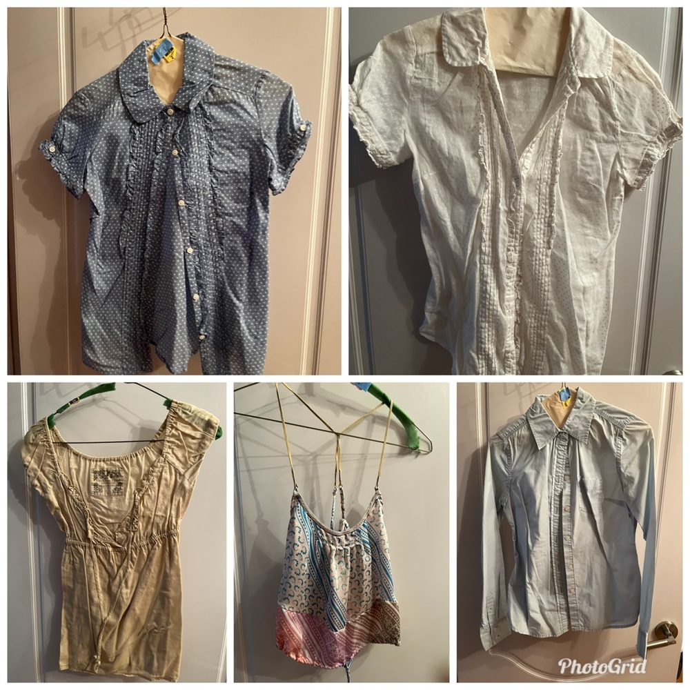 American Eagle Lot Of 5 Tops Blouses Button Down Tank Sz 00/0/XS